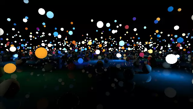 Simple raytracer showing a lot of spheres and light sources. A grid is used as an acceleration structure.