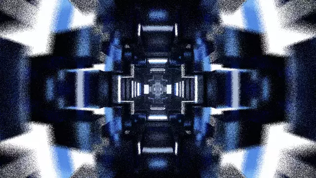 Real-time path traced voxel tunnel.